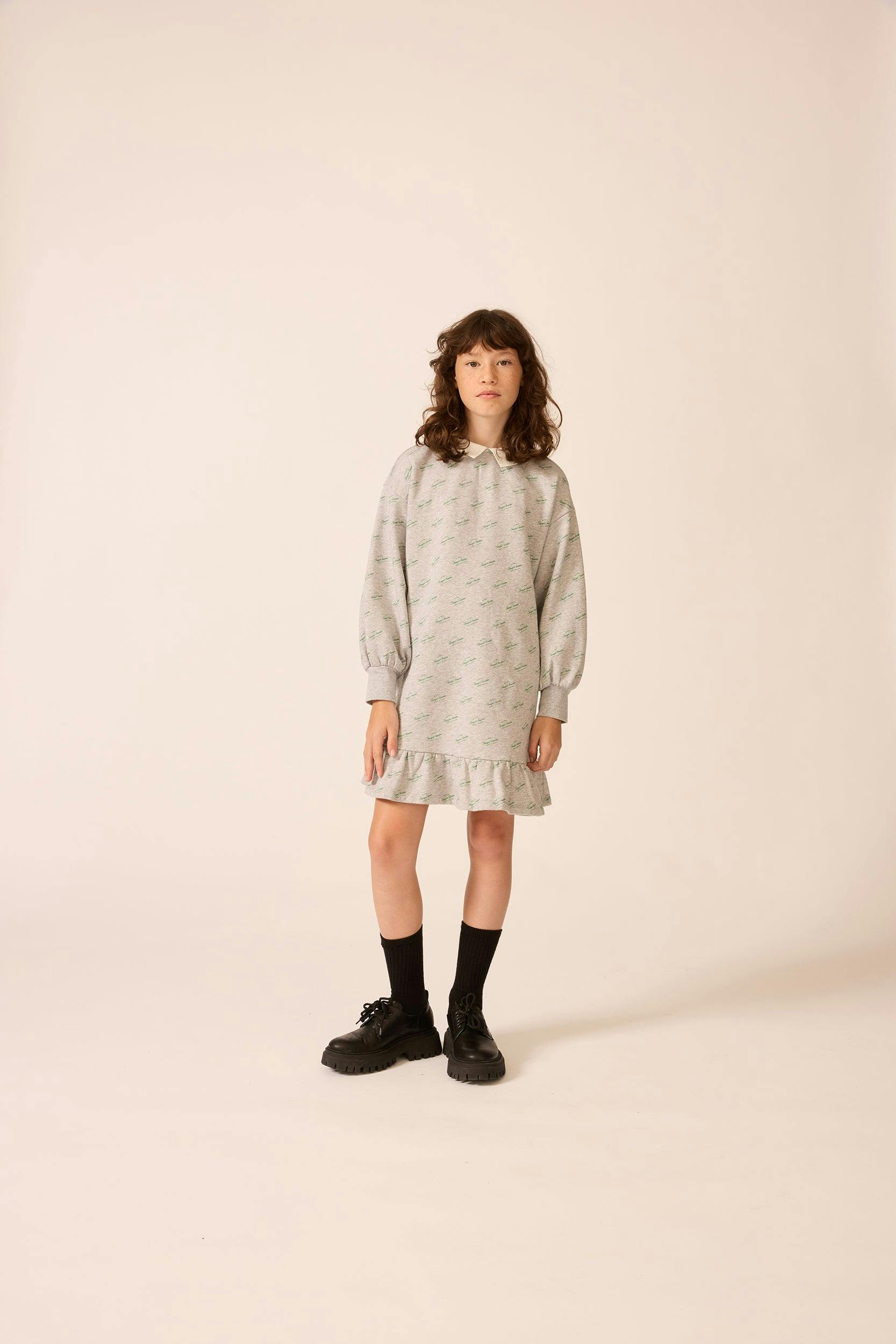 Organic Sweatshirt Dress in Heather Grey
