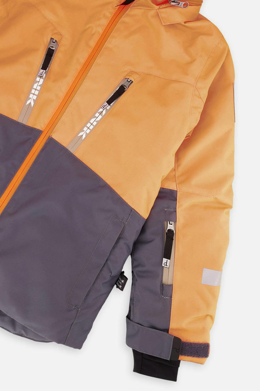 Two Piece Teknik Snowsuit Bright Orange Grey And Taupe