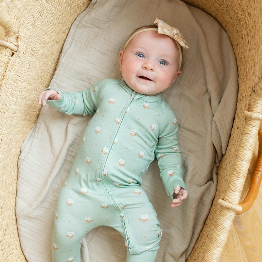 Modal Convertible Footy Pajamas in Seafoam Floral