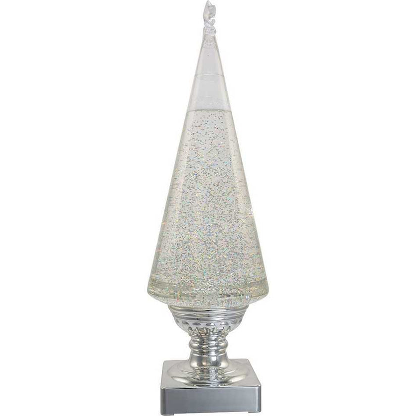 14-Inch Battery-Operated Clear and Silver Lava Light Tree