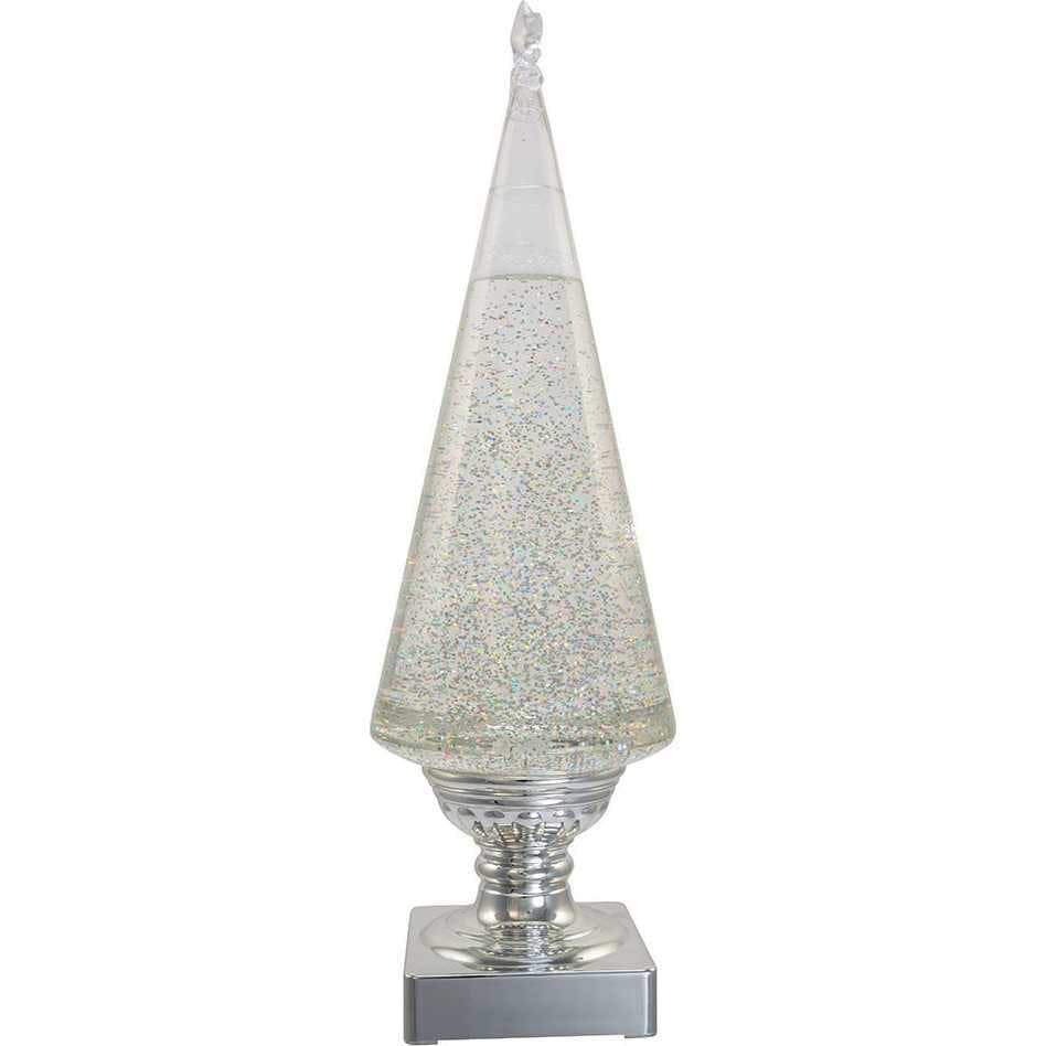 14-Inch Battery-Operated Clear and Silver Lava Light Tree