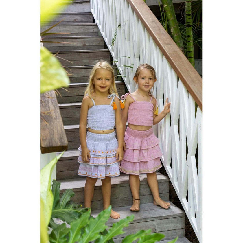 Louisa Smocked Stripe Top And Skirt Set, Stripes
