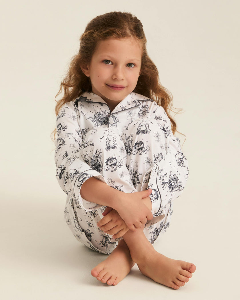 Kid's Twill Pajama Set in Hallow's Eve Toile