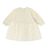 Champagne Pleated Knit Tulle Dress