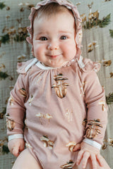 Mushroom Organic Cotton Ruffle Long Sleeve One Piece