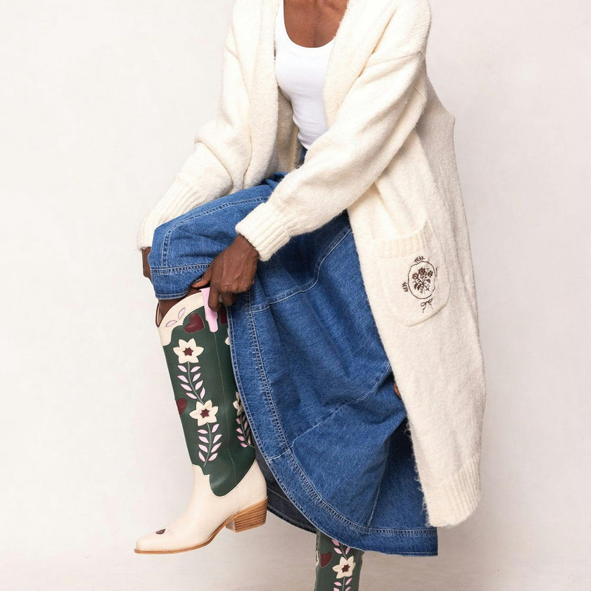 Dakota Boot in Green & Cream