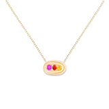 Found Small Nest Pendant Necklace - Pink, Orange & Yellow Sapphire