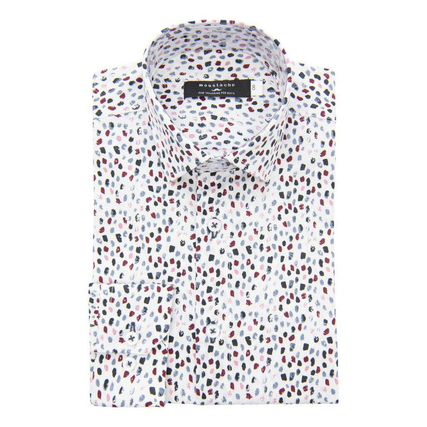 White Pebble Print Dress Shirt