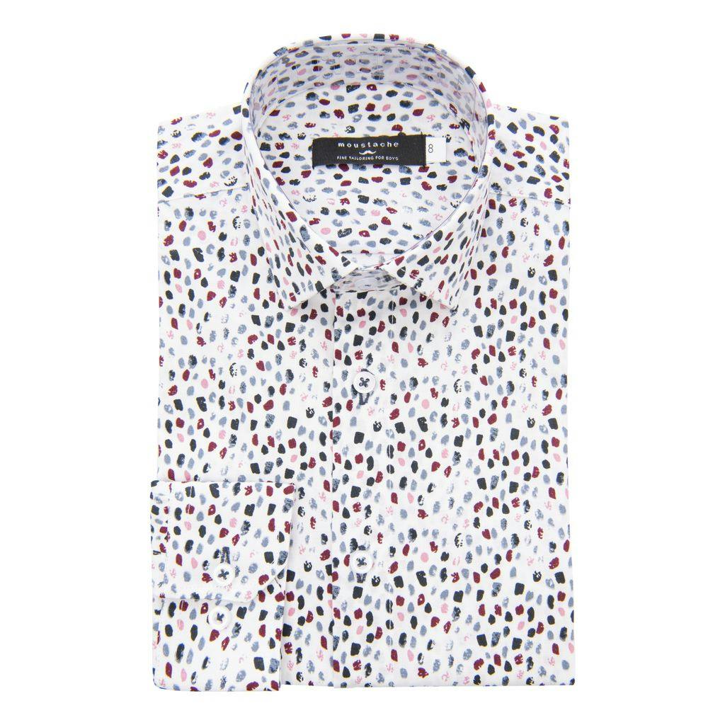 White Pebble Print Dress Shirt