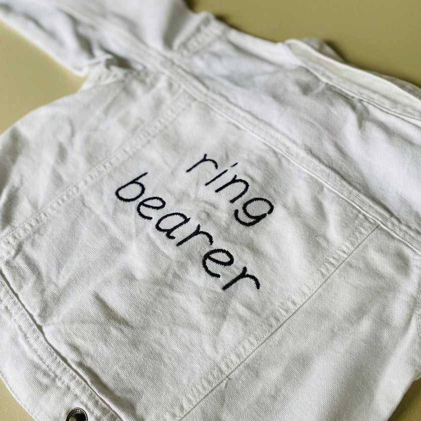 Baby + Kids "ring bearer" White Denim Jacket