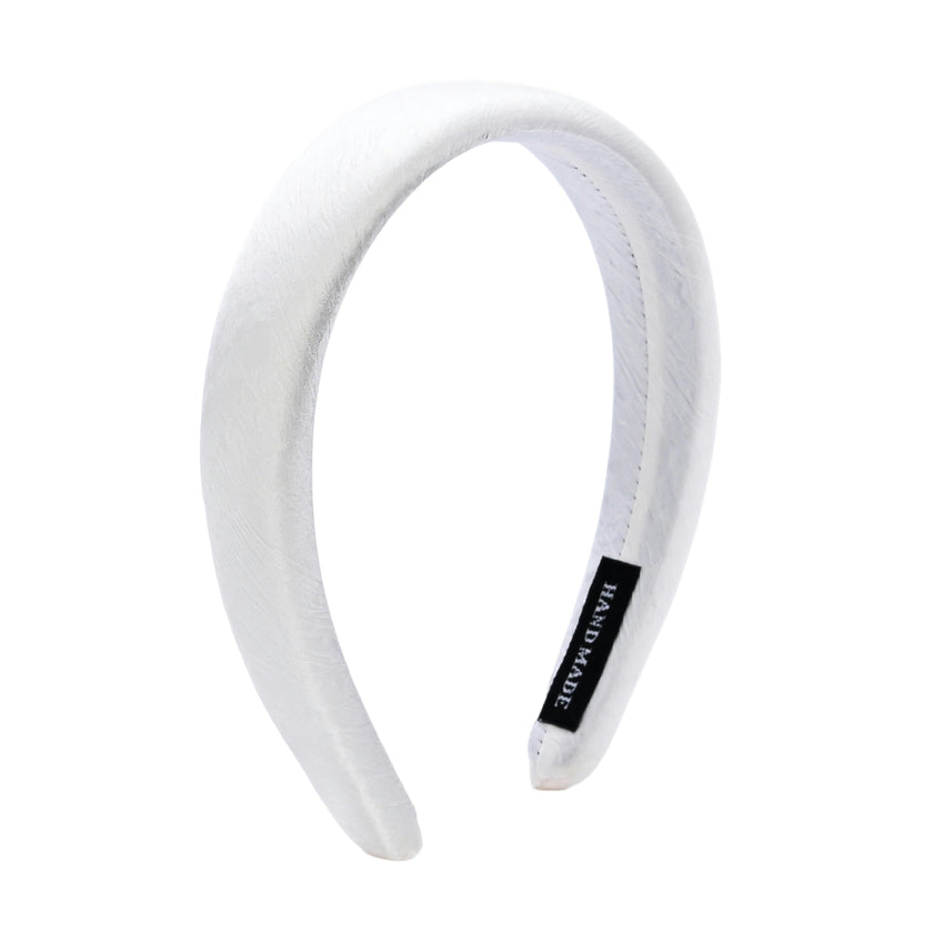 White Classic Satin Padded Headband