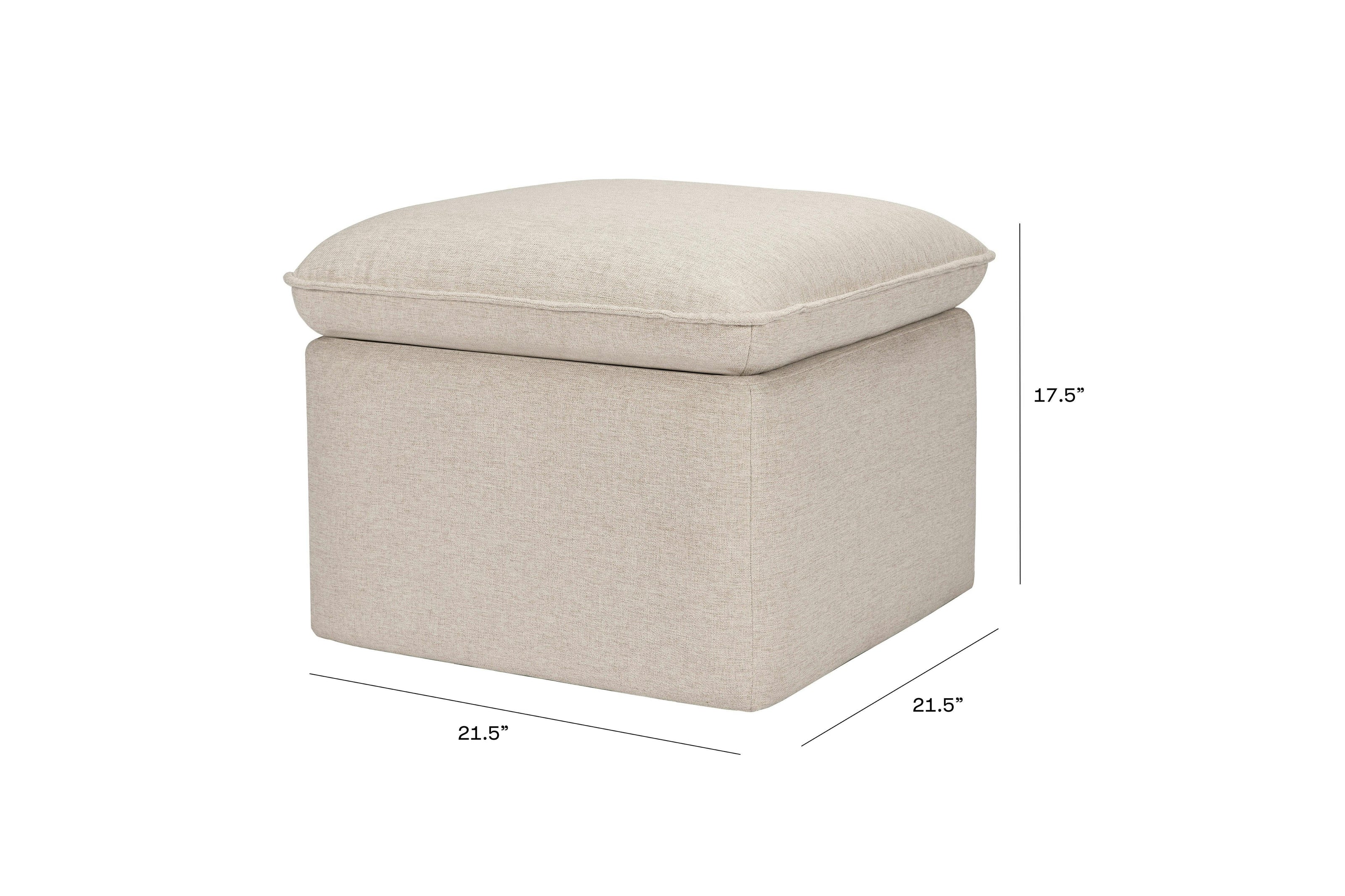 Babyletto Cali Storage Ottoman in Eco-Performance Fabric with USB port | Water Repellent & Stain Resistant