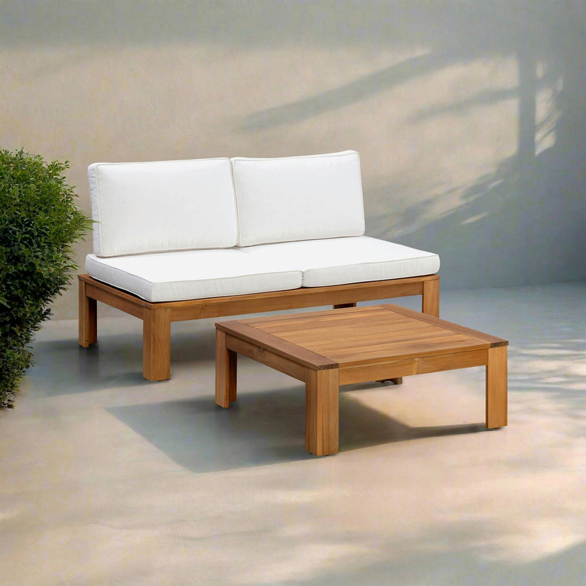 Teamson Home Acacia Modular Outdoor Sofa Set with Convertible Chaise Lounge
