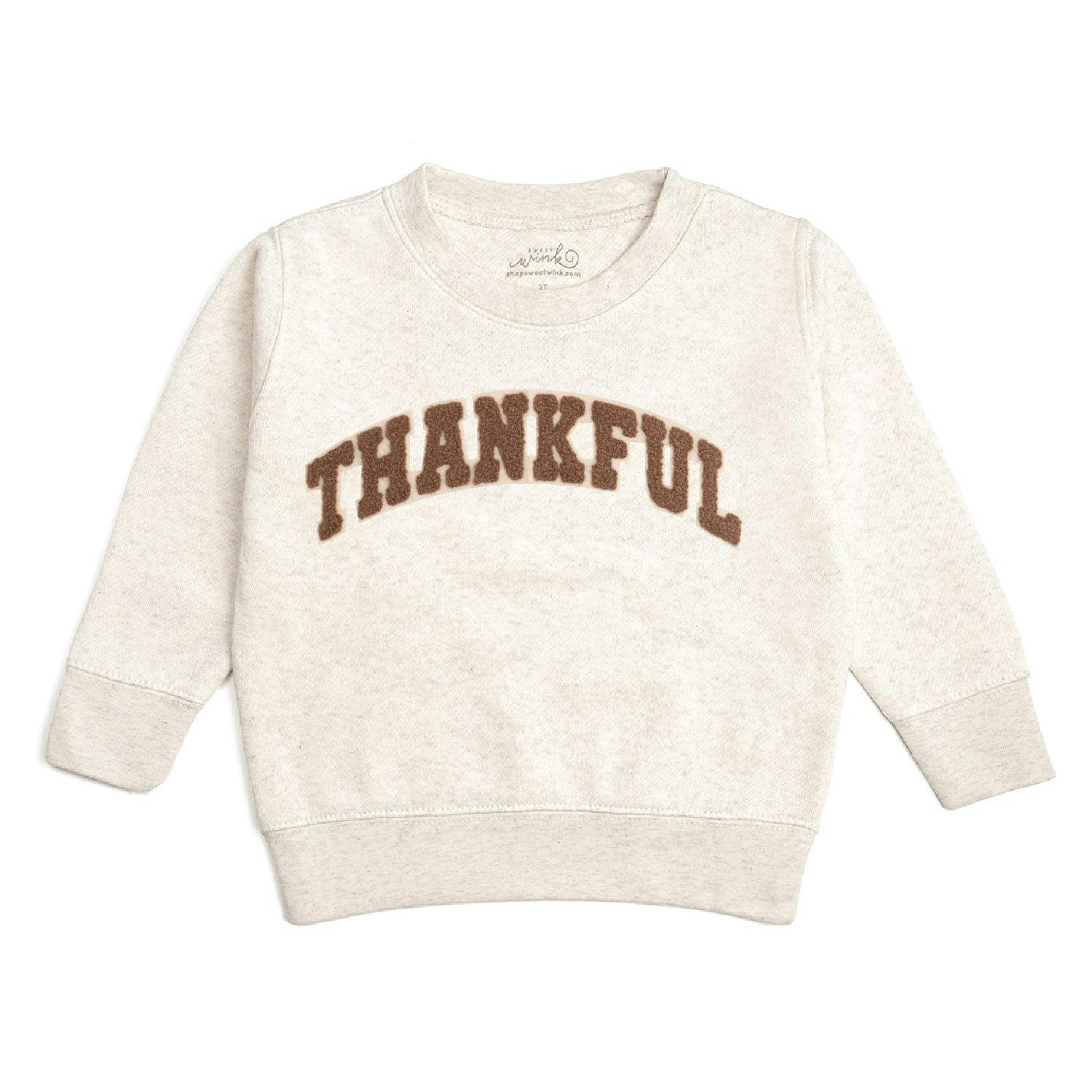 Thankful Patch Varsity Thanksgiving Sweatshirt