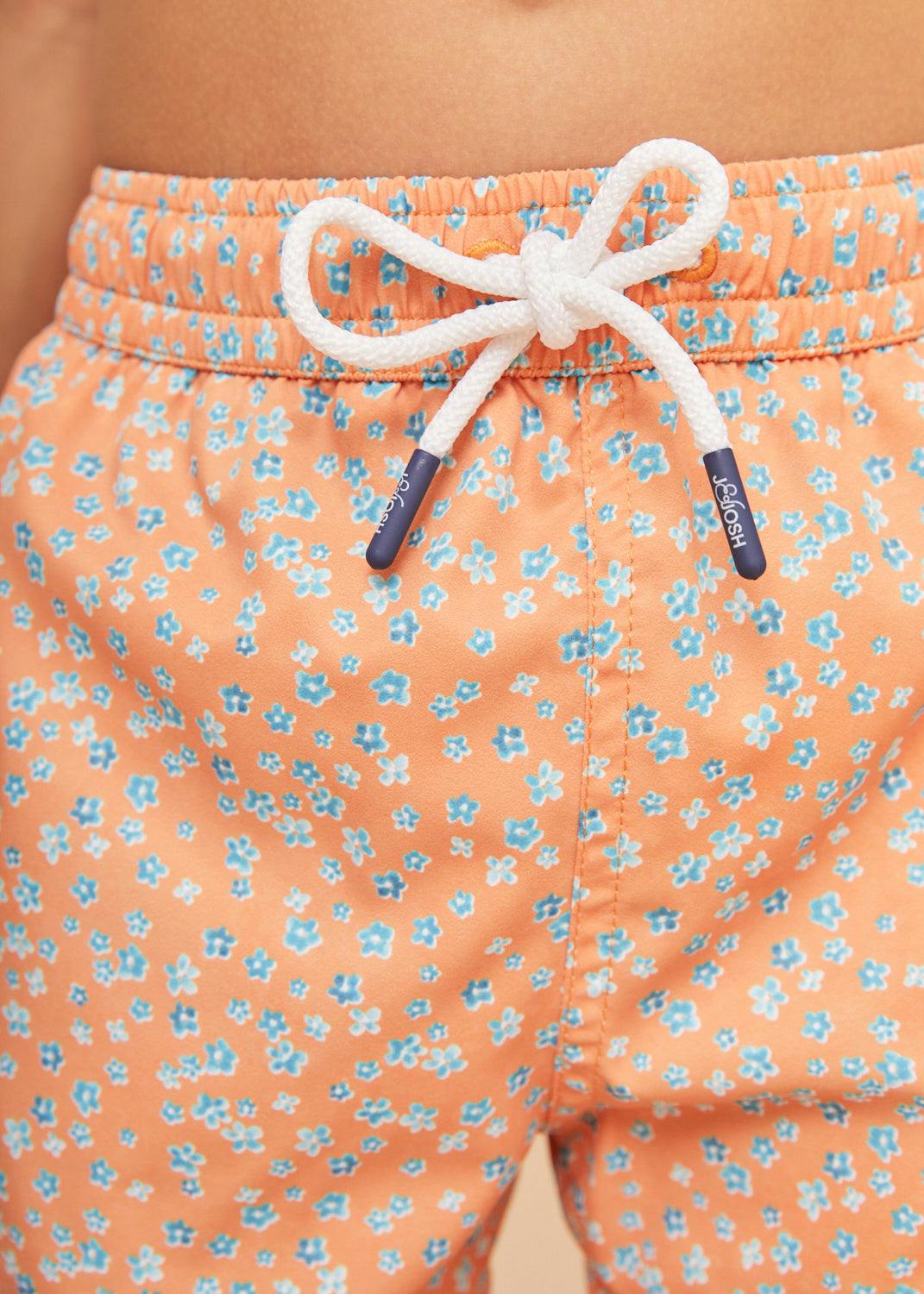 Orange Flowers Boys' Swim Shorts