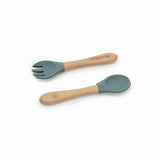 Silicone & Wooden Spoon & Spork Set