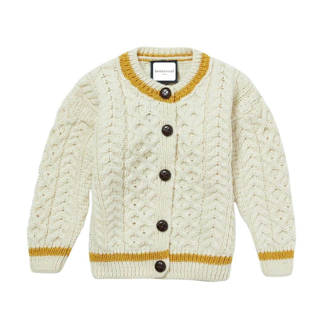 London Days Merino Children's Cardigan - Cream & Yellow