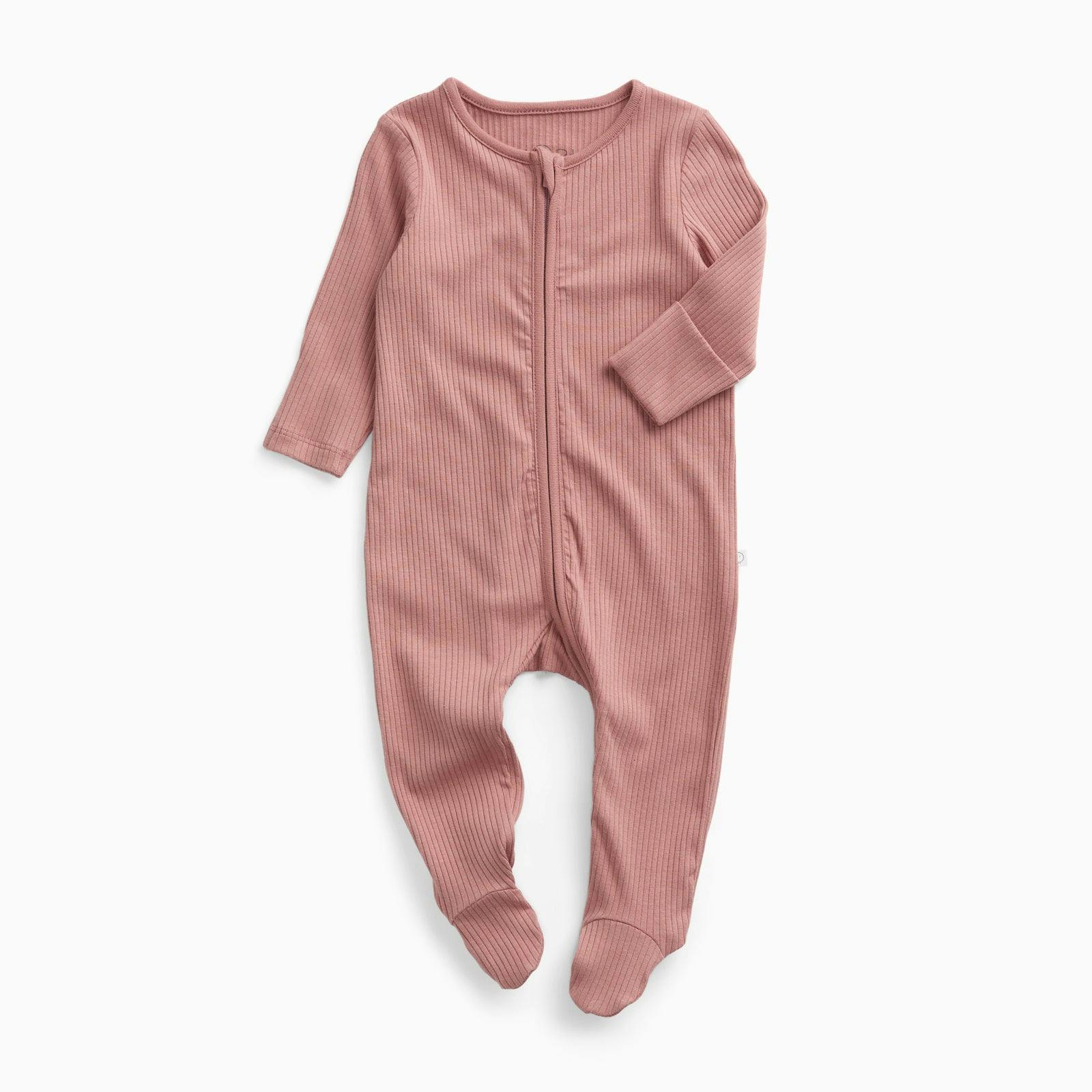 Ribbed Clever Zip Footed Baby Pajamas