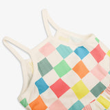 Kids boardwalk dress in rainbow checkerboard
