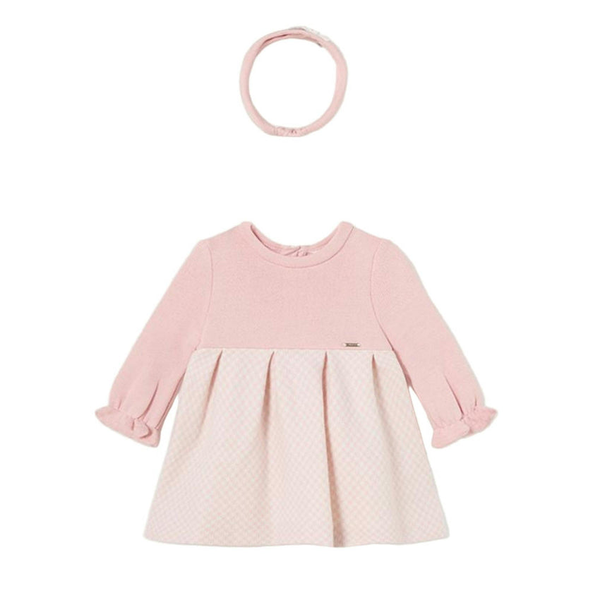 Pink Colorblock Jersey Dress & Headband
