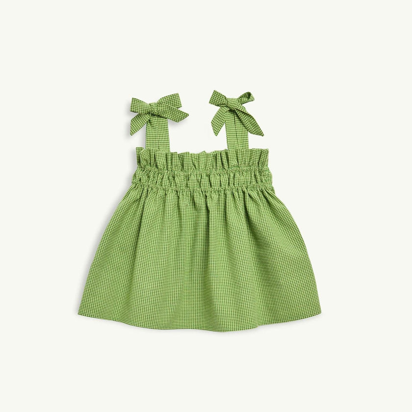 children's vichy frilled top - matcha green