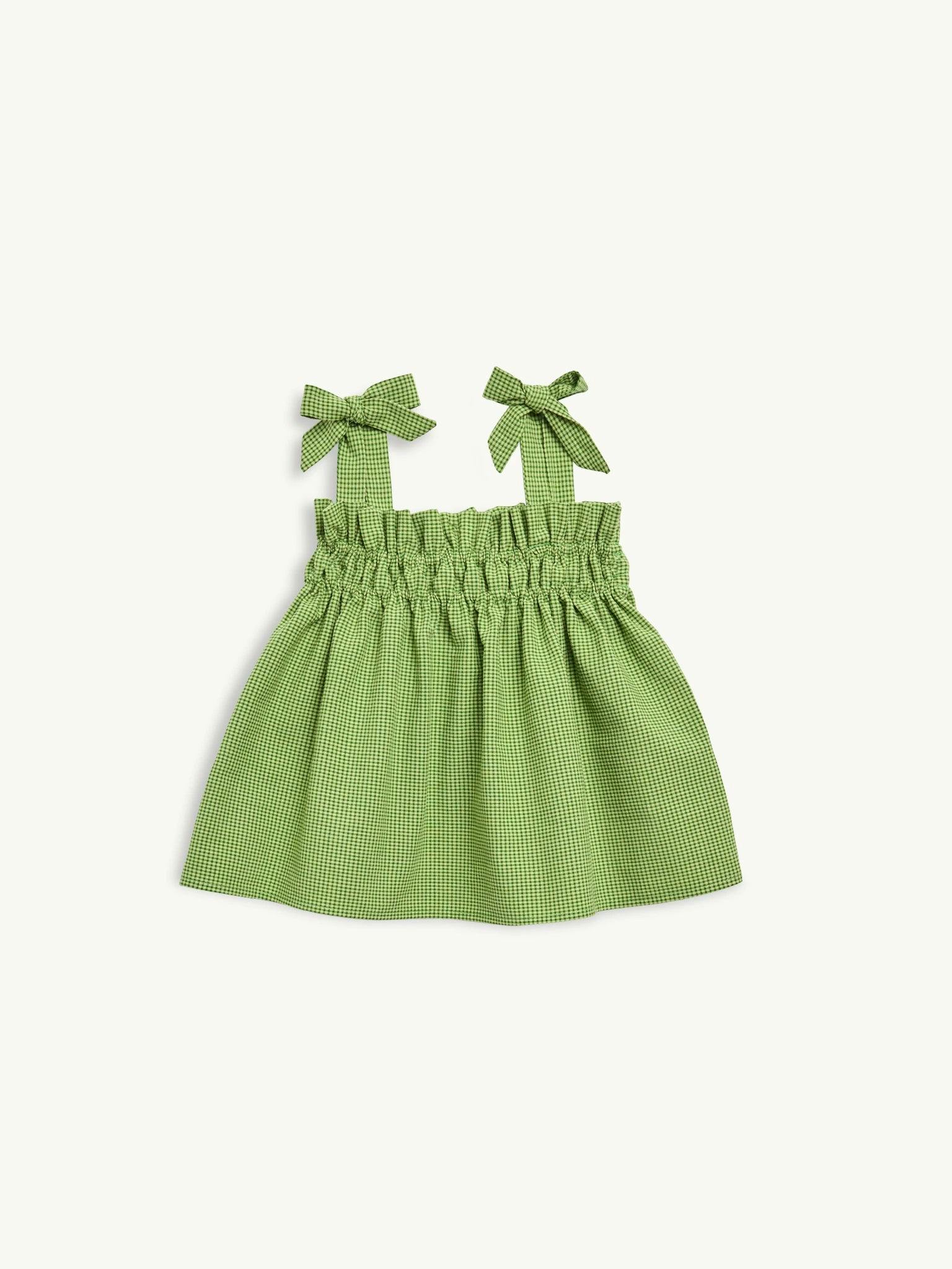 children's vichy frilled top - matcha green