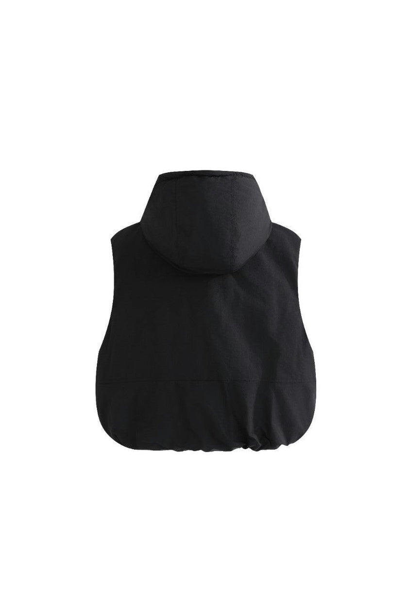 Black Hooded Puffer Vest