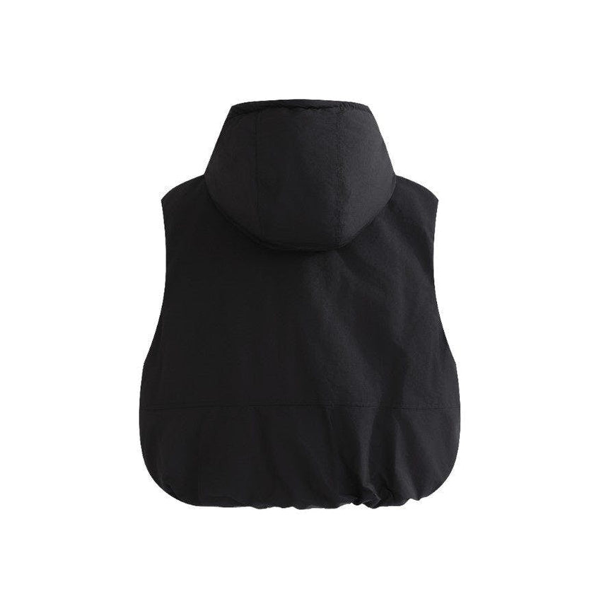 Black Hooded Puffer Vest