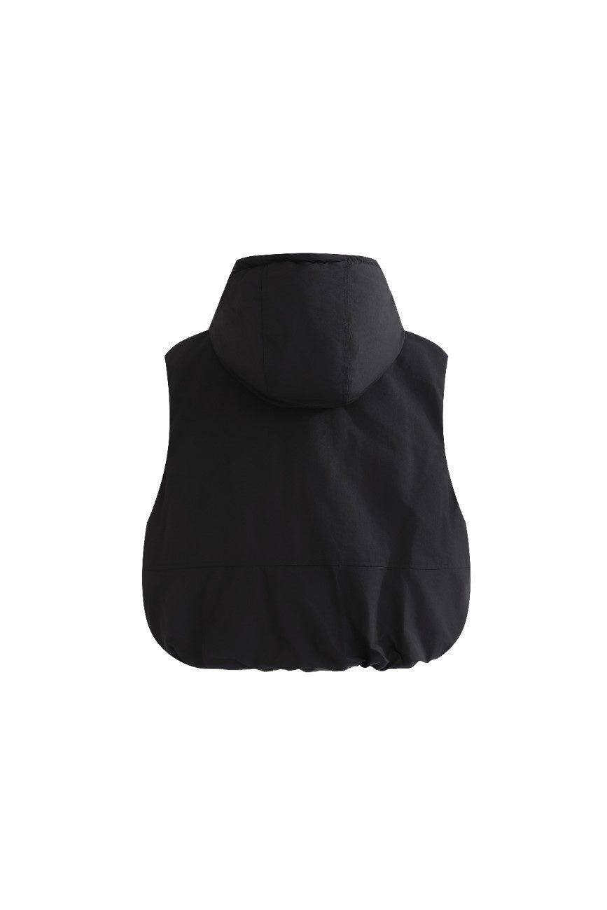 Black Hooded Puffer Vest