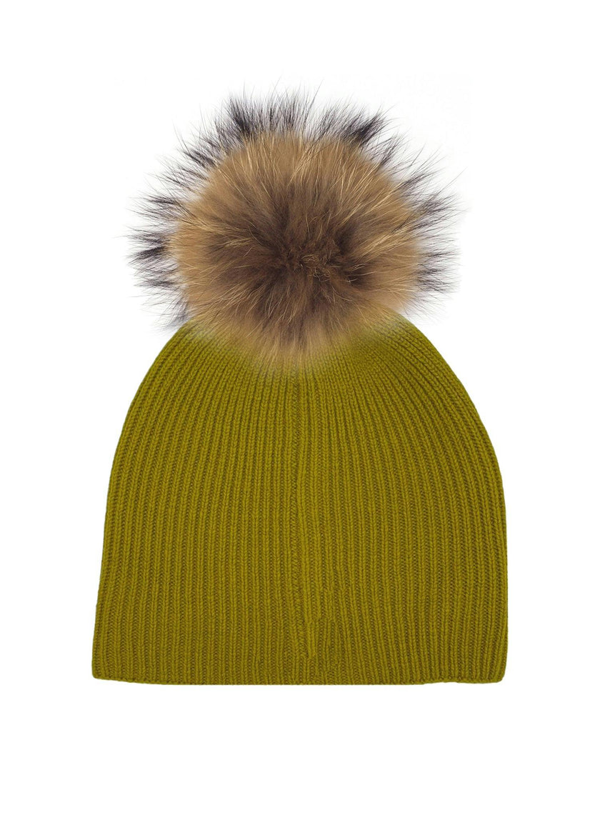 Knitted Wool Hat With A Genuine Fur Pom (TikTok)