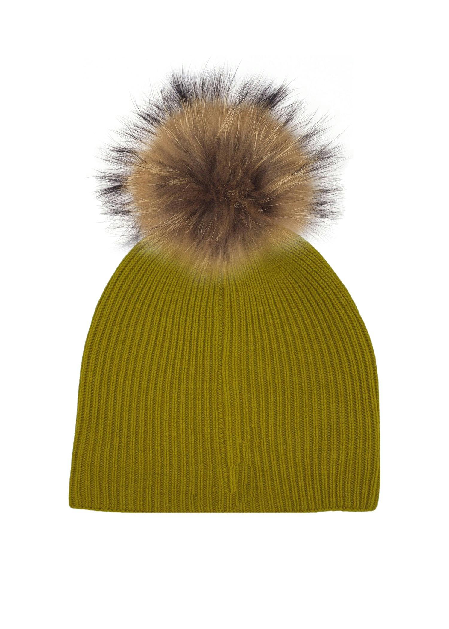Knitted Wool Hat With A Genuine Fur Pom (TikTok)