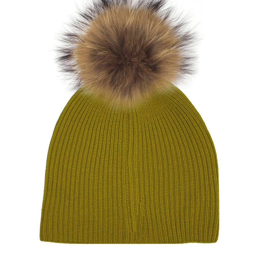 Knitted Wool Hat With A Genuine Fur Pom (TikTok)