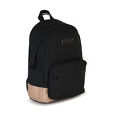 Black Embossed Logo Backpack