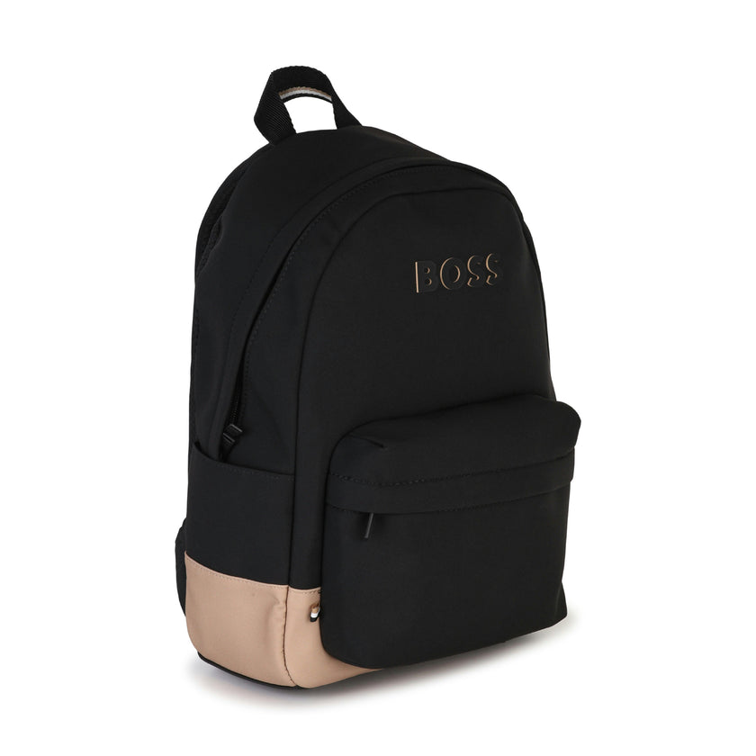 Black Embossed Logo Backpack