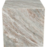 Felix 15" Contemporary Natural Marble Handmade Cube End Table