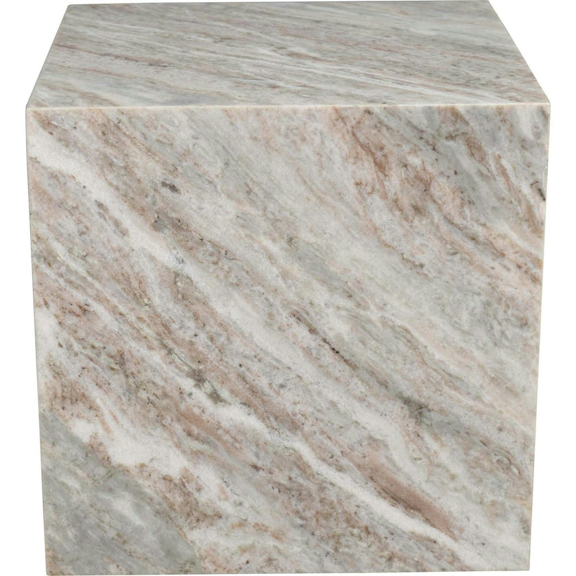 Felix 15" Contemporary Natural Marble Handmade Cube End Table