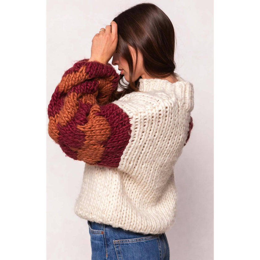 Aimee Sweater in Orange & Cream