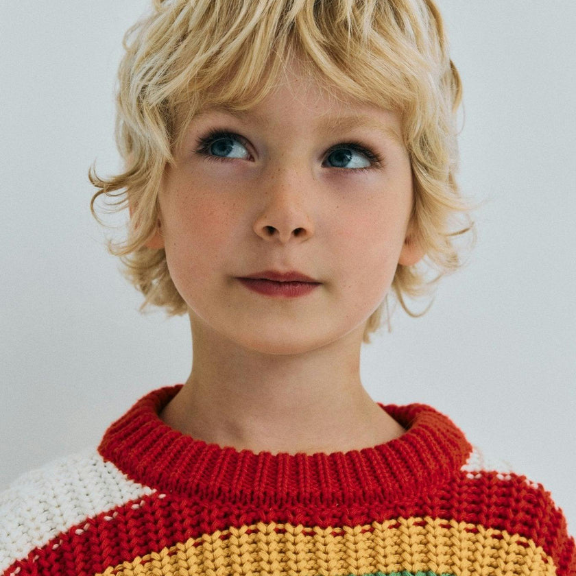 Lantana Jumper Tulip Red Knit Stripes