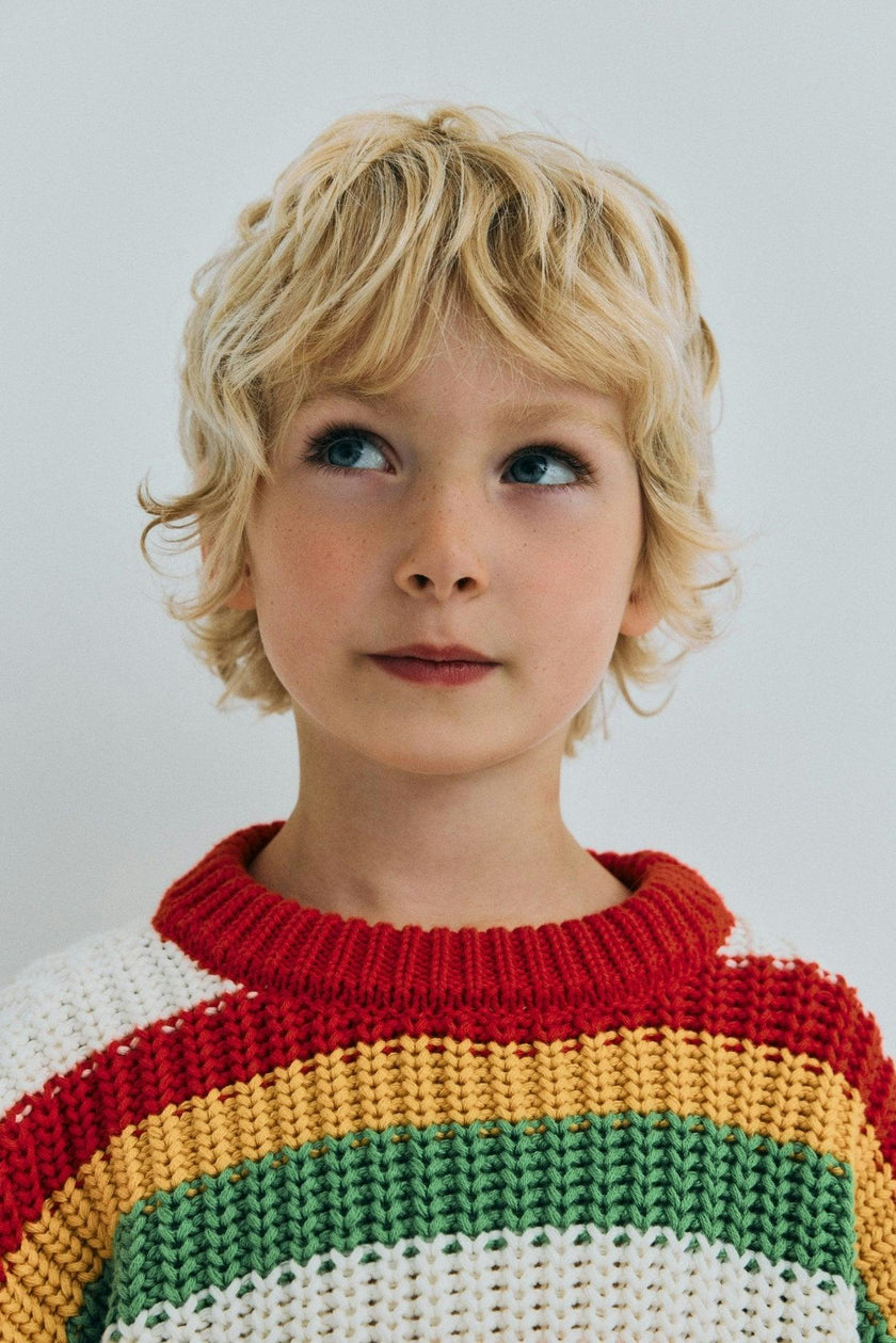 Lantana Jumper Tulip Red Knit Stripes