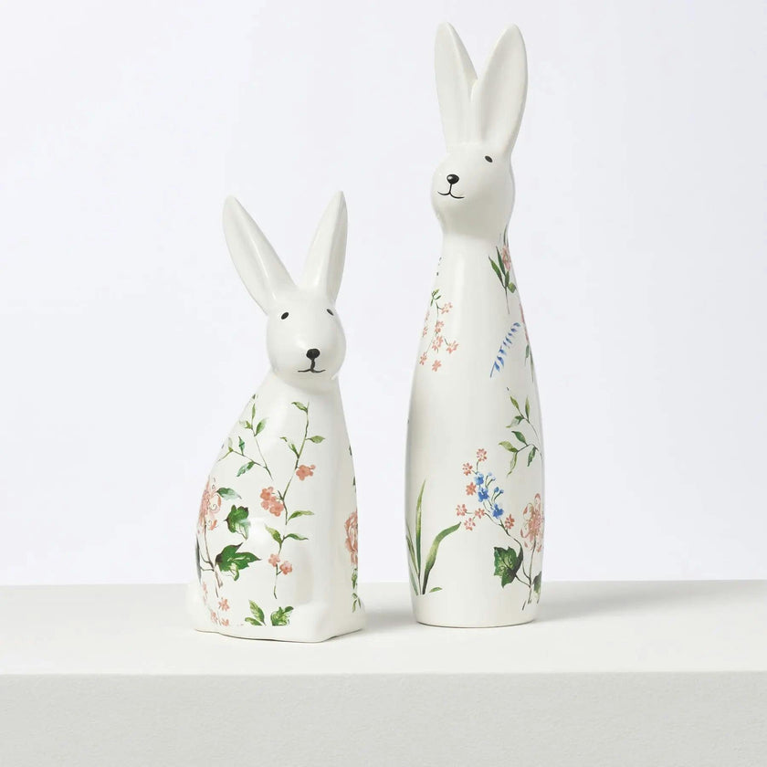 Ivory & Pink Ceramic Bunny Rabbit Figurine Easter Tabletop Home Decor