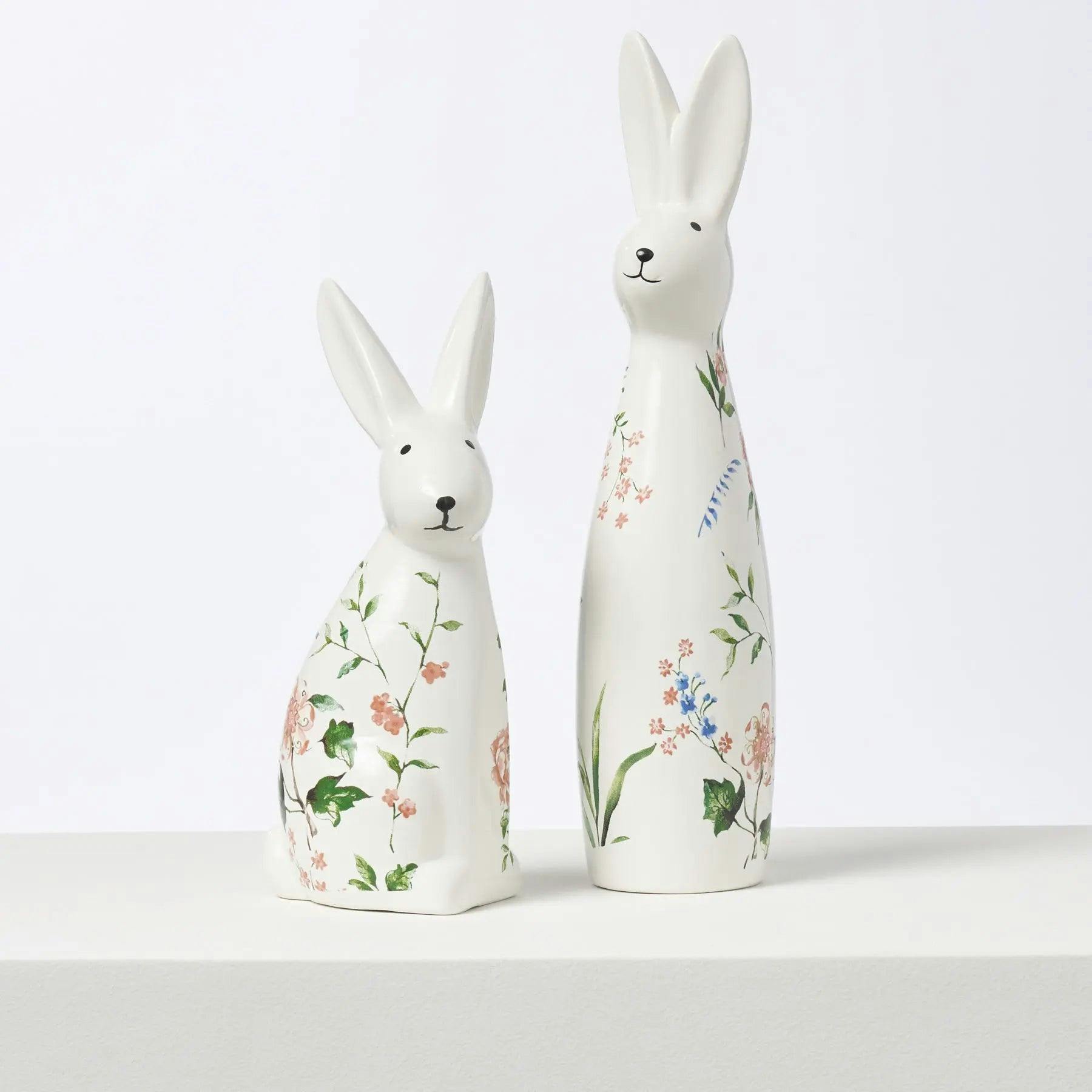 Ivory & Pink Ceramic Bunny Rabbit Figurine Easter Tabletop Home Decor