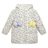 Cream Floral Bow Hooded Coat