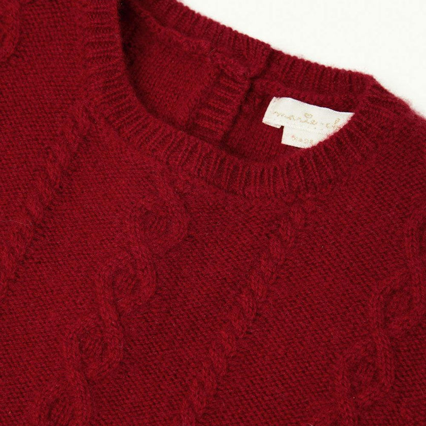 Bowie Cable Knit Romper - Ruby Red