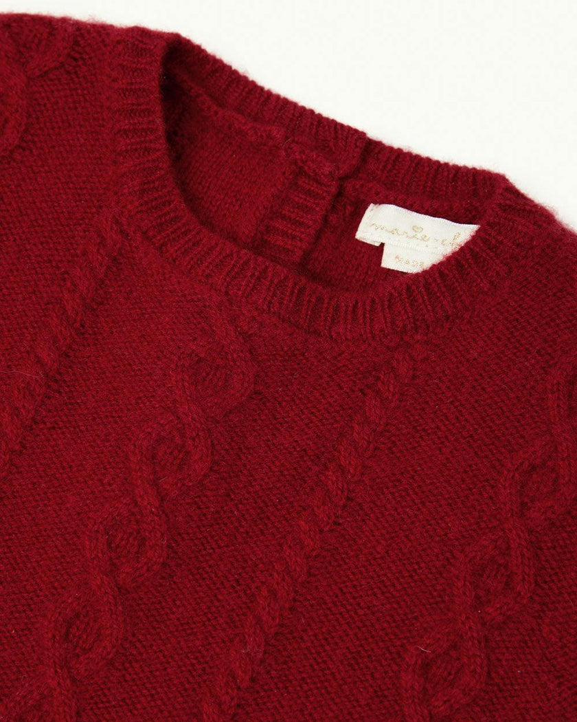 Bowie Cable Knit Romper - Ruby Red