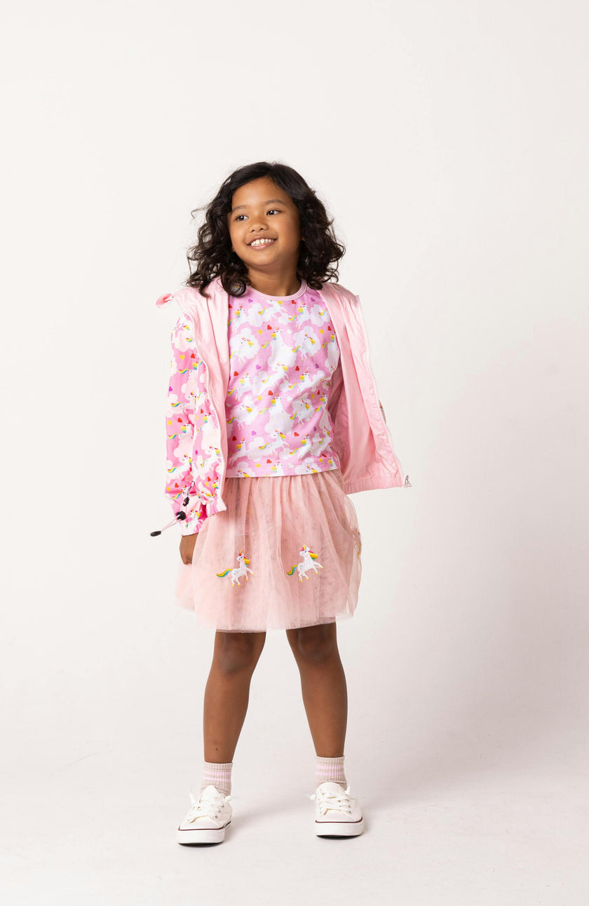 Light Weight French Terry Lounge Set Girls, Dancing Unicorn