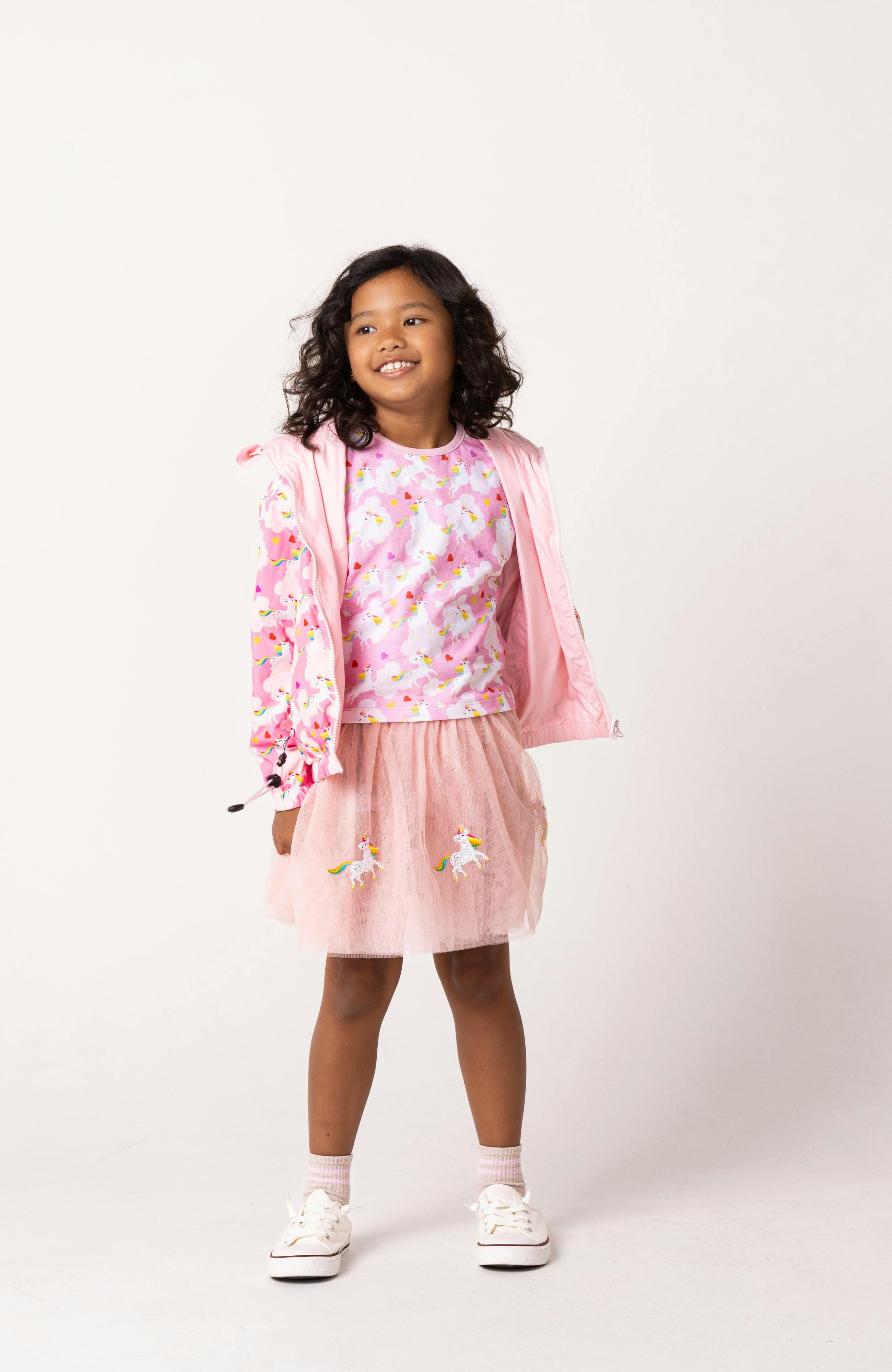 Light Weight French Terry Lounge Set Girls, Dancing Unicorn