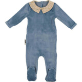 Velour Collared Long Sleeve Footie