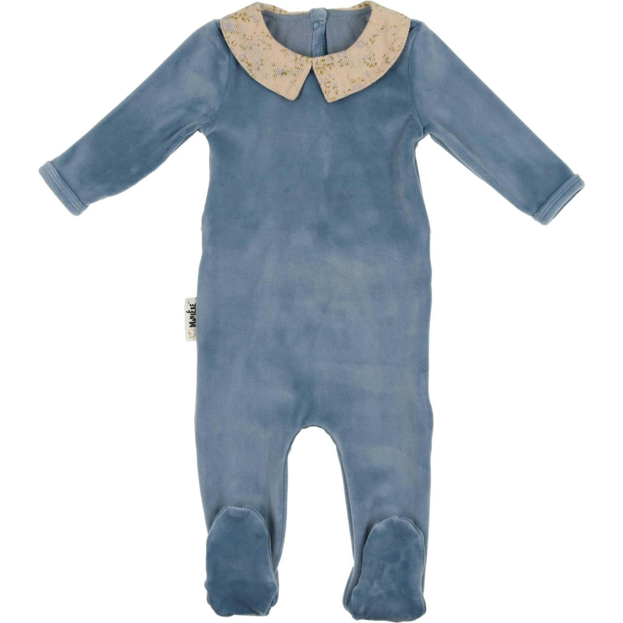 Velour Collared Long Sleeve Footie