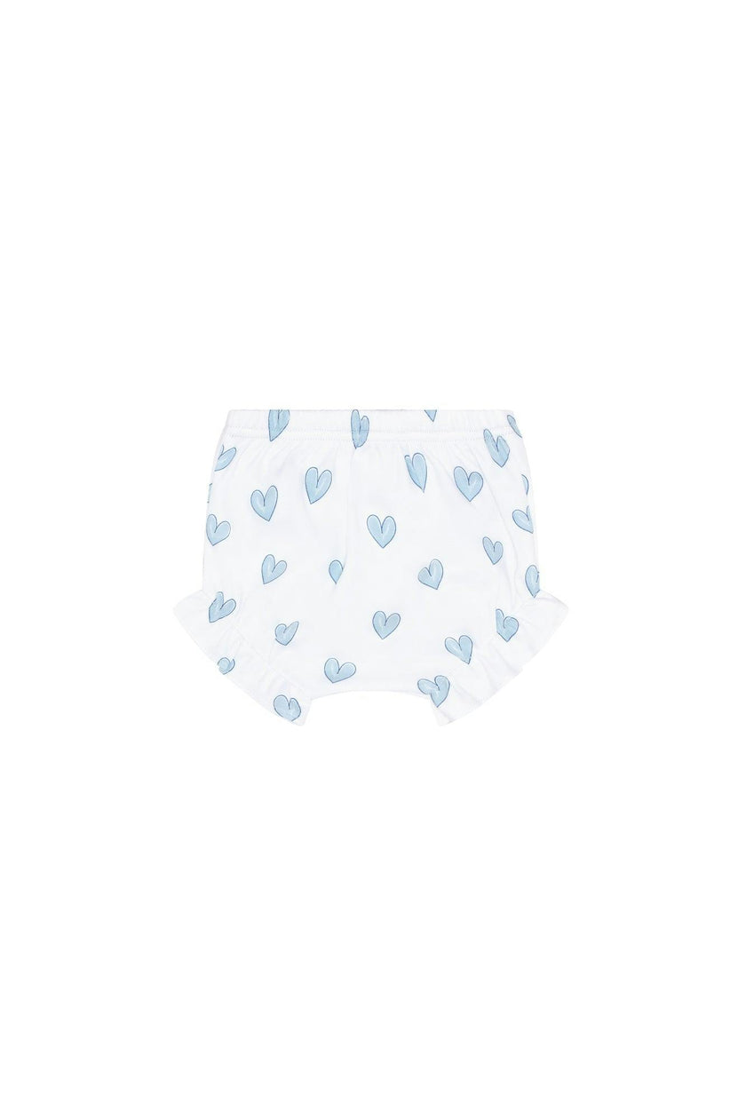 Blue Heart Print Diaper Cover Set
