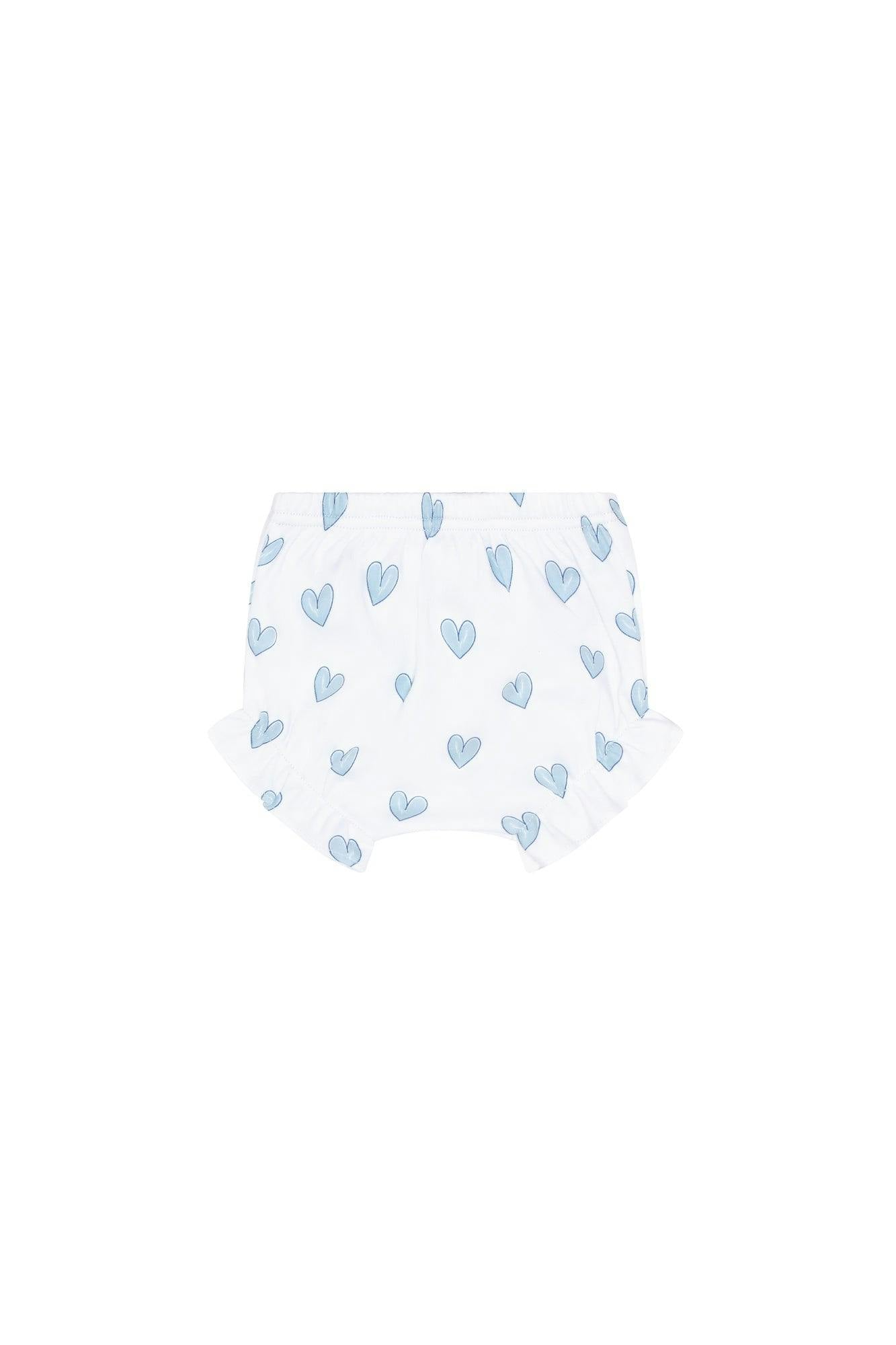 Blue Heart Print Diaper Cover Set
